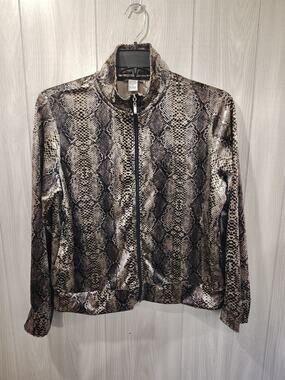 Mirror Image Snake Print zip-up jacket XL Classy Club Sparkle
